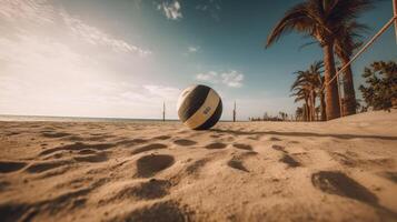 verano playa vóleibol. ilustración ai generativo foto