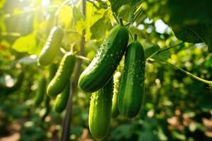 verde Pepino planta. ilustración ai generativo foto