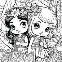 fairy coloring book page for children vector