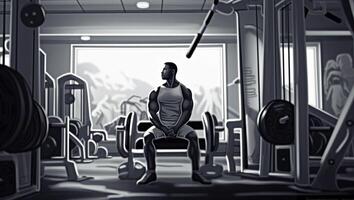 gimnasio interior con equipos ai generativo foto