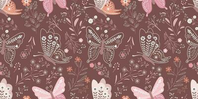 Beautiful Butterfly Garden Seamless Pattern vector