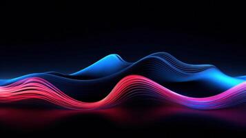 3d light wave with lights, in the style of dark sky-blue and crimson, speed and motion Illustration photo