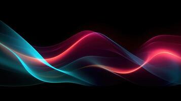 3d ligero ola con luces, en el estilo de oscuro cielo azul y carmesí, velocidad y movimiento ilustración ai generativo foto