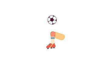 Soccer ball juggle animation. Animated isolated 2D football drills practice. Training camp. Fun game. Cartoon flat leg 4K video footage, white background, alpha channel transparency for web design