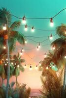 Summer night beach party background. Illustration photo