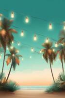 Summer night beach party background. Illustration photo