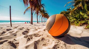 verano playa vóleibol. ilustración ai generativo foto