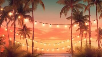 Summer night beach party background. Illustration photo