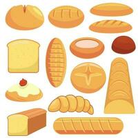 set of collection vector flat various bread illustration