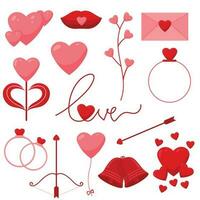 flat vector valentine element pink and red