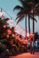 Summer night beach party background. Illustration photo