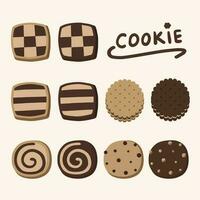 hand drawn vector illustration set of types of cookies