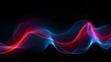 3d light wave with lights, in the style of dark sky-blue and crimson, speed and motion Illustration photo