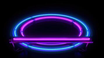 Neon lines in shades on a dark background, with a futuristic and minimalist aesthetic. Illustration photo