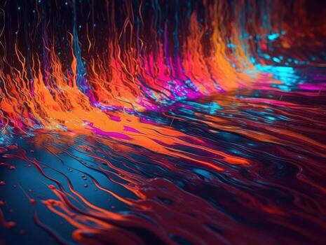 neón luces cromático holográfico líquido dinámica formas en oscuro antecedentes creado con generativo ai tecnología. foto