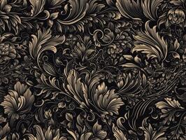 Seamless pattern Royal vintage Victorian Gothic background Rococo venzel and whorl created with technology. photo