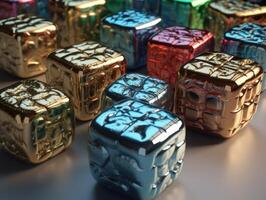 Futuristic glass cubes background Abstract geometric mosaic grid Square tiles pattern technology photo