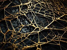 Dark black and gold abstract background An abstract image featuring organic shapes and lines that intersect and overlap created with technology. photo