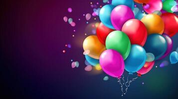 Birthday holiday background with balloons. Illustration photo