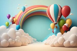 cumpleaños fiesta antecedentes con globos ilustración ai generativo foto