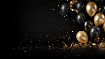 Holiday black background with balloons. Illustration photo