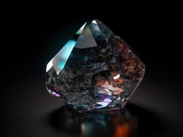 Natural gemstone on black background with reflections. Created with technology photo