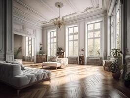 elegante composición de acogedor vivo habitación interior creado con generativo ai tecnología. foto