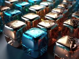 Futuristic glass cubes background Abstract geometric mosaic grid Square tiles pattern technology photo