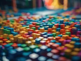 Futuristic plastic cubes background Abstract geometric mosaic grid Square tiles pattern technology photo