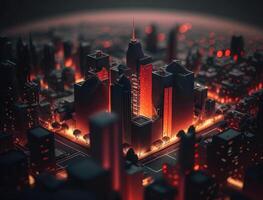 Futuristic city landscape cityscape isometric view Night city Created with technology photo