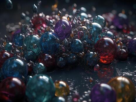 Translucent glass Stones and pebbles Abstract background with geometric shapes created with technology. photo