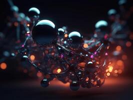 Abstract molecule model on dark background Created with technology. photo