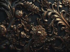 Royal vintage Victorian Gothic background Rococo venzel and whorl created with technology. photo