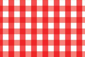 Red and white gingham plaid fabric pattern vector