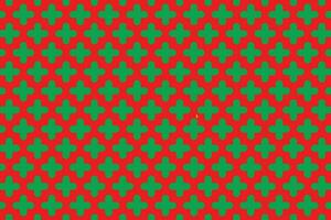 Green and red plus sign seamless pattern. X crosses geometric background. Vector illustration.