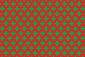 Green and red plus sign seamless pattern. X crosses geometric background. Vector illustration.