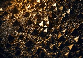 Futuristic abstract golden pyramid geometric background created with technology photo