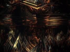Dark black and gold Geometric grid background Modern dark abstract texture Created with technology. photo
