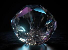 Natural gemstone on black background with reflections. Created with technology photo