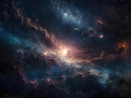 Night sky Universe filled with stars and nebula Galaxy abstract cosmos background. photo