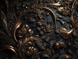 Royal vintage Victorian Gothic background Rococo venzel and whorl created with technology. photo