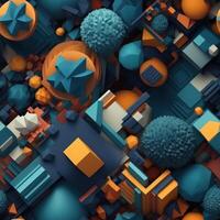 Colorful seamless geometric pattern created with technology photo