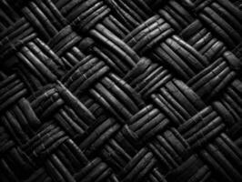 Dark black Abstract woven mat texture. Wickerwork background created with technology photo