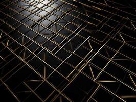 Dark black mosaic background with golden lines Art Deco luxury style texture Created with technology photo