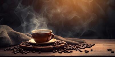 A cup of coffee with smell. Illustration photo