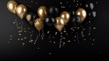 Holiday black background with balloons. Illustration photo