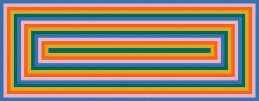 Groovy abstract background with rainbow colored striped rectangles. Retro color spectrum. 60-70s style  pattern with colorful lines Trendy cartoon vector backdrop. Vintage hippie stripe print