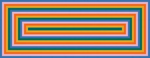 Groovy abstract background with rainbow colored striped rectangles. Retro color spectrum. 60-70s style  pattern with colorful lines Trendy cartoon vector backdrop. Vintage hippie stripe print