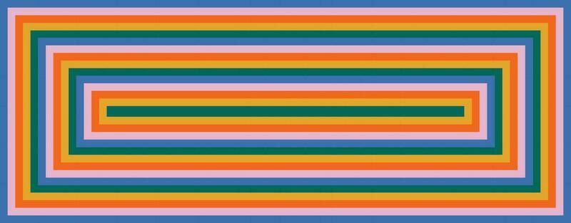 Groovy abstract background with rainbow colored striped rectangles. Retro color spectrum. 60-70s style  pattern with colorful lines Trendy cartoon vector backdrop. Vintage hippie stripe print