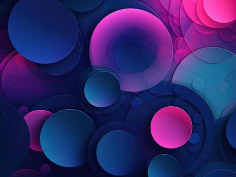 composición con resumen geométrico formas círculos con oscuridad y Destacar moderno azul antecedentes creado con generativo ai tecnología foto